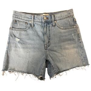 Madewell Light Wash Frayed Hem High Rise Cutoff Denim Tencel Jean Shorts 26